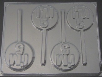 4190 I'm Five 5 Chocolate or Hard Candy Lollipop Mold